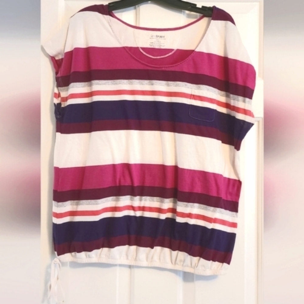 Lane Bryant striped top with cinch tie waist.